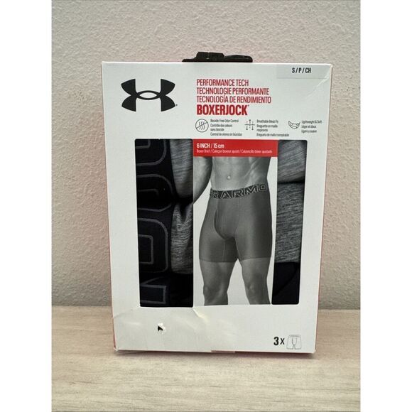 Under Armour UUSHJ823 Men's Sz S Multi Tech 6" Boxerjock Briefs, 3-Pack - Picture 1 of 6
